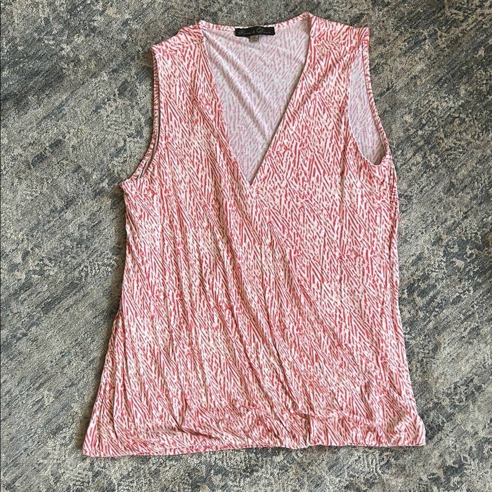Rose & Olive Sleeveless Faux Wrap Top